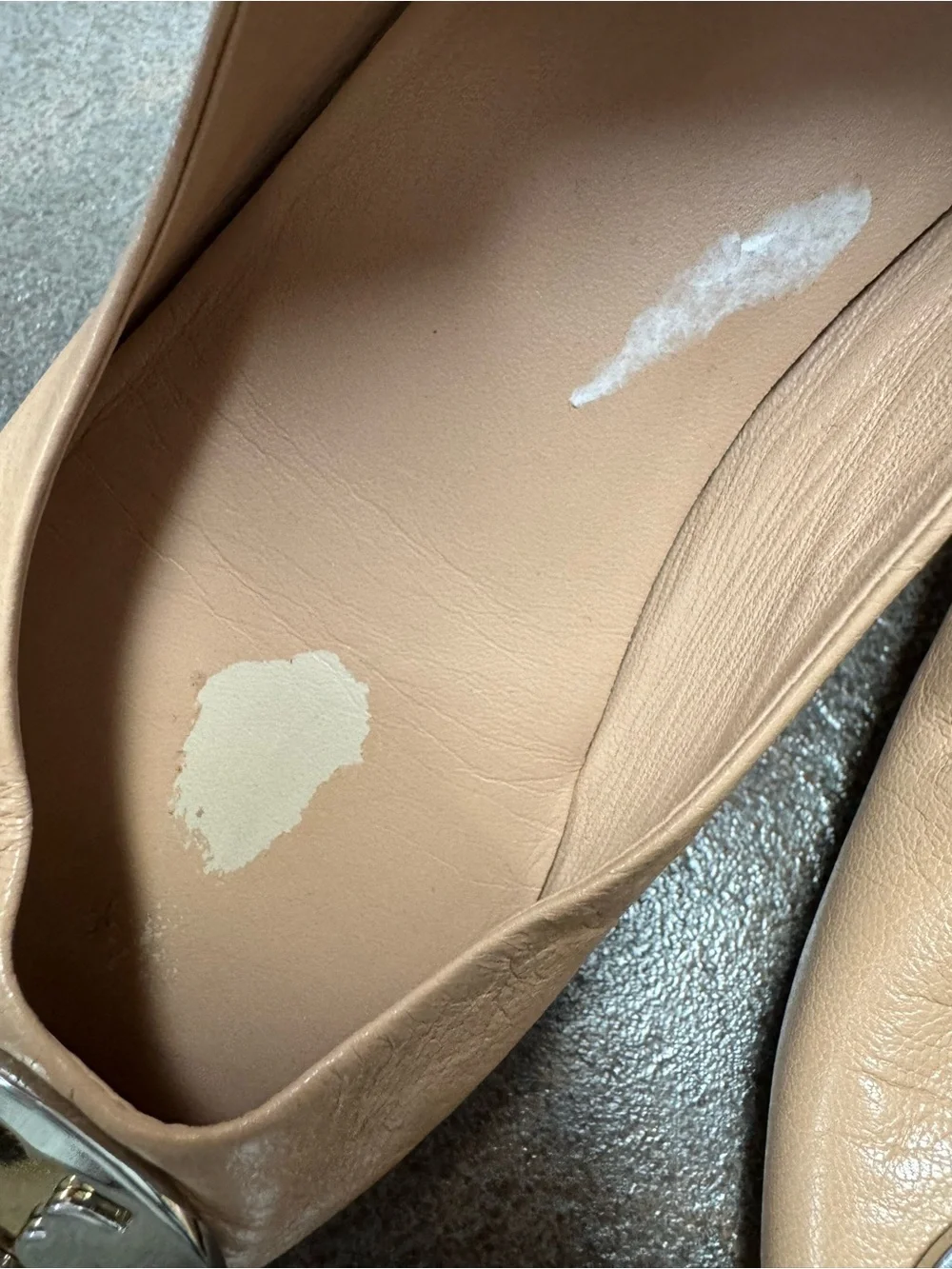 Tory Burch Almond Flour Nude Leather Claire Ballet Flat Logo Slip On Shoes 6